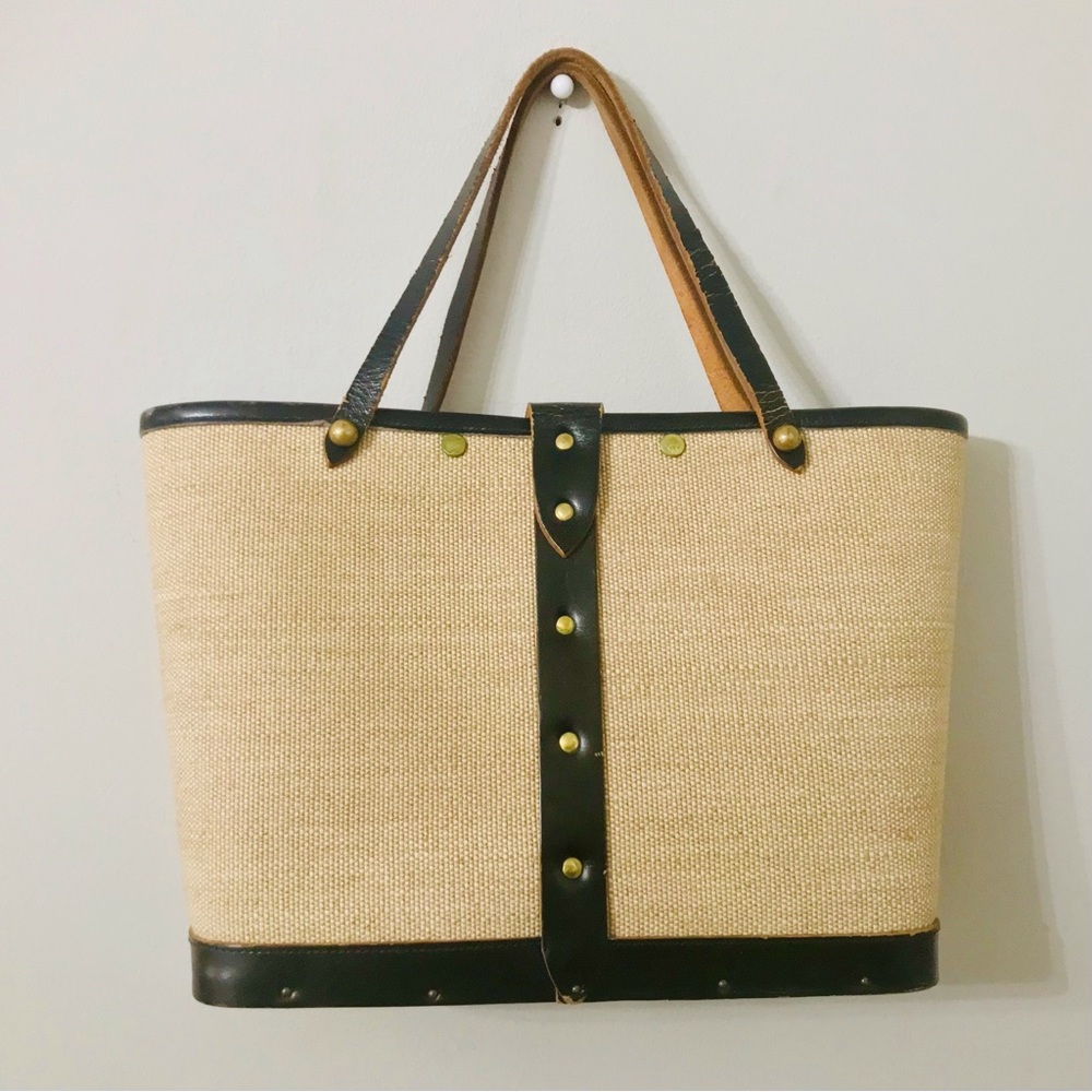 SOLD - Vintage 1960s Signed Enid Collins Canvas Bucket Bag | Jewel Garden - Picture 2 of 9